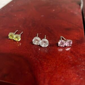 Pink, green and clear earrings